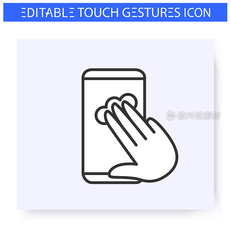 Two fingers tap hand gesture line icon. Editable
